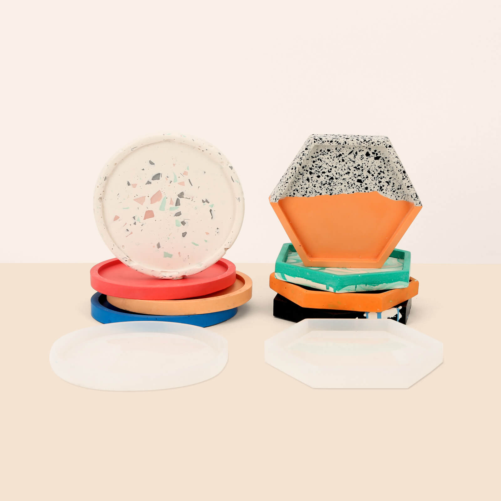 Sechseckiges und rundes Untersetzer-Formen-Set 